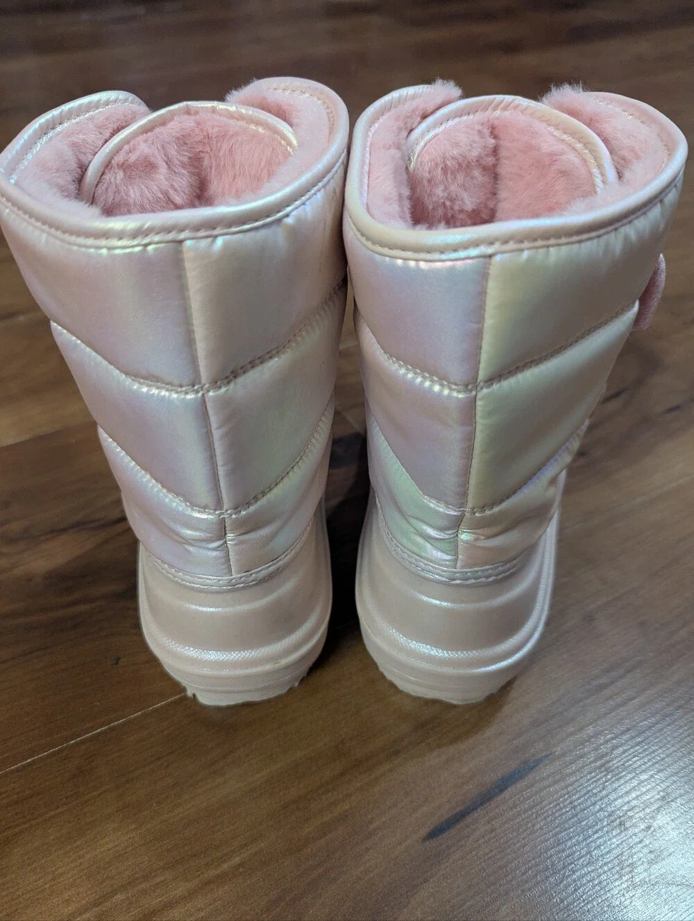 Children's Place Iridescent Pink Faux-Fur Winter Boots, Girls Size 1